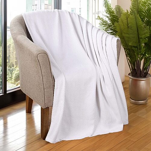 SUPERIOR Metro Woven Zig-Zag Chevron Cotton Multi-Use Throw, One Size, White