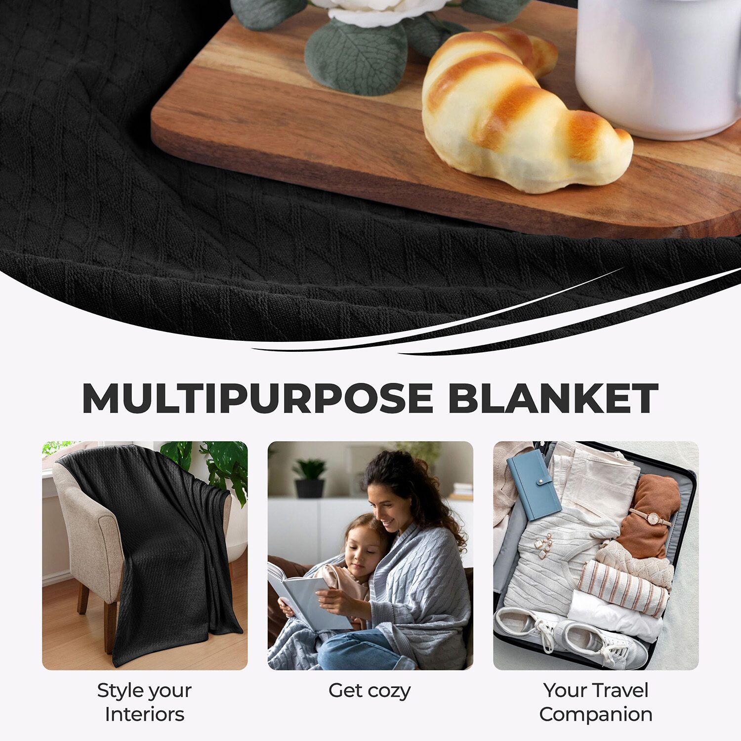 SUPERIOR® Diamond Weave Breathable Cotton All-Season Throw