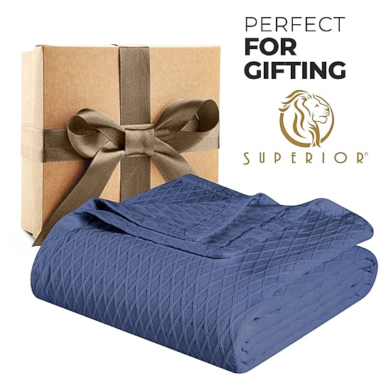 SUPERIOR® Diamond Weave Breathable Cotton All-Season Throw