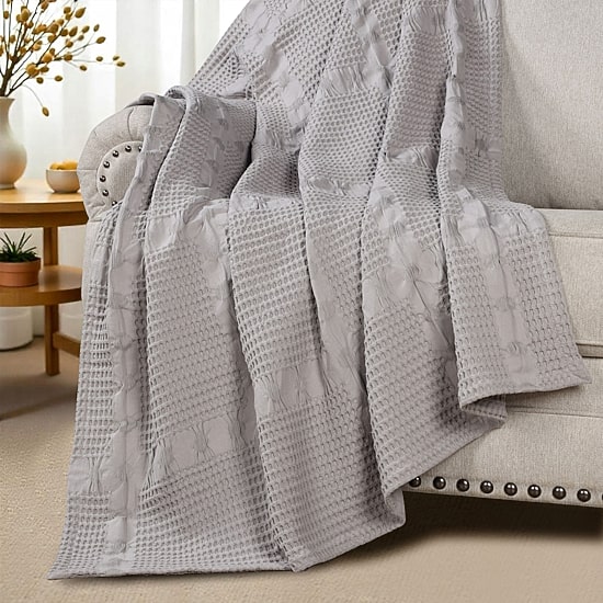 SUPERIOR® Mai Waffle Weave Honeycomb Textured Cotton  Multi-Use Throw