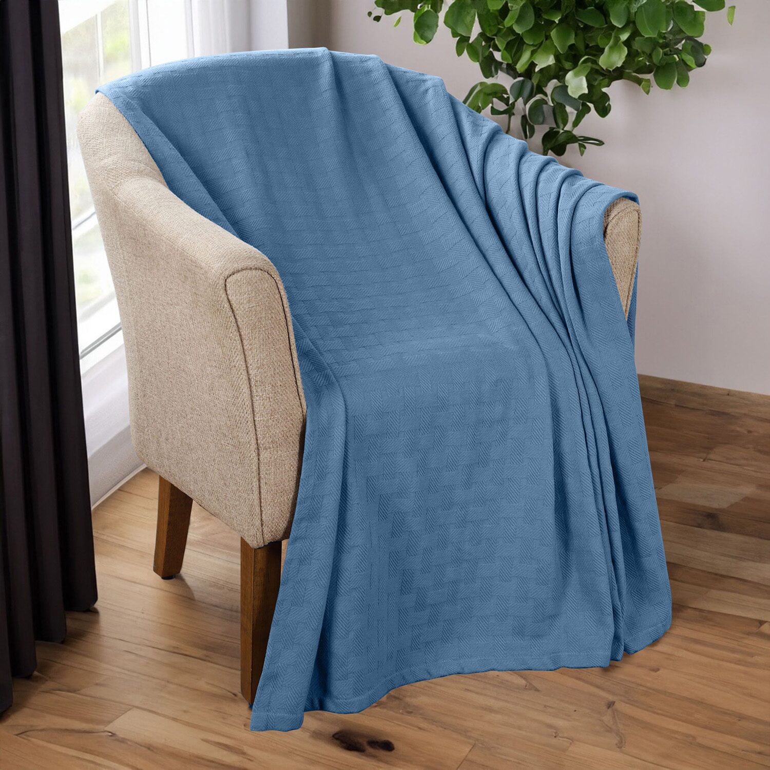SUPERIOR® Basketweave Breathable Cotton Multi-Use Throw