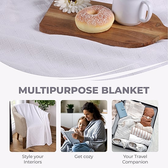SUPERIOR® Basketweave Breathable Cotton Multi-Use Throw