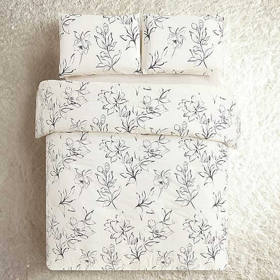 Dee Ocleppo Inked Floral Sateen 3-pc. Reversible Comforter Set