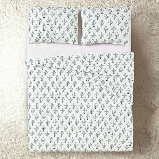 Laurel & Mayfair Paradise Stamp Floral 3-pc. Quilt Set