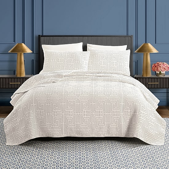Dee Ocleppo Greek Key Cotton 3-pc. Quilt Set