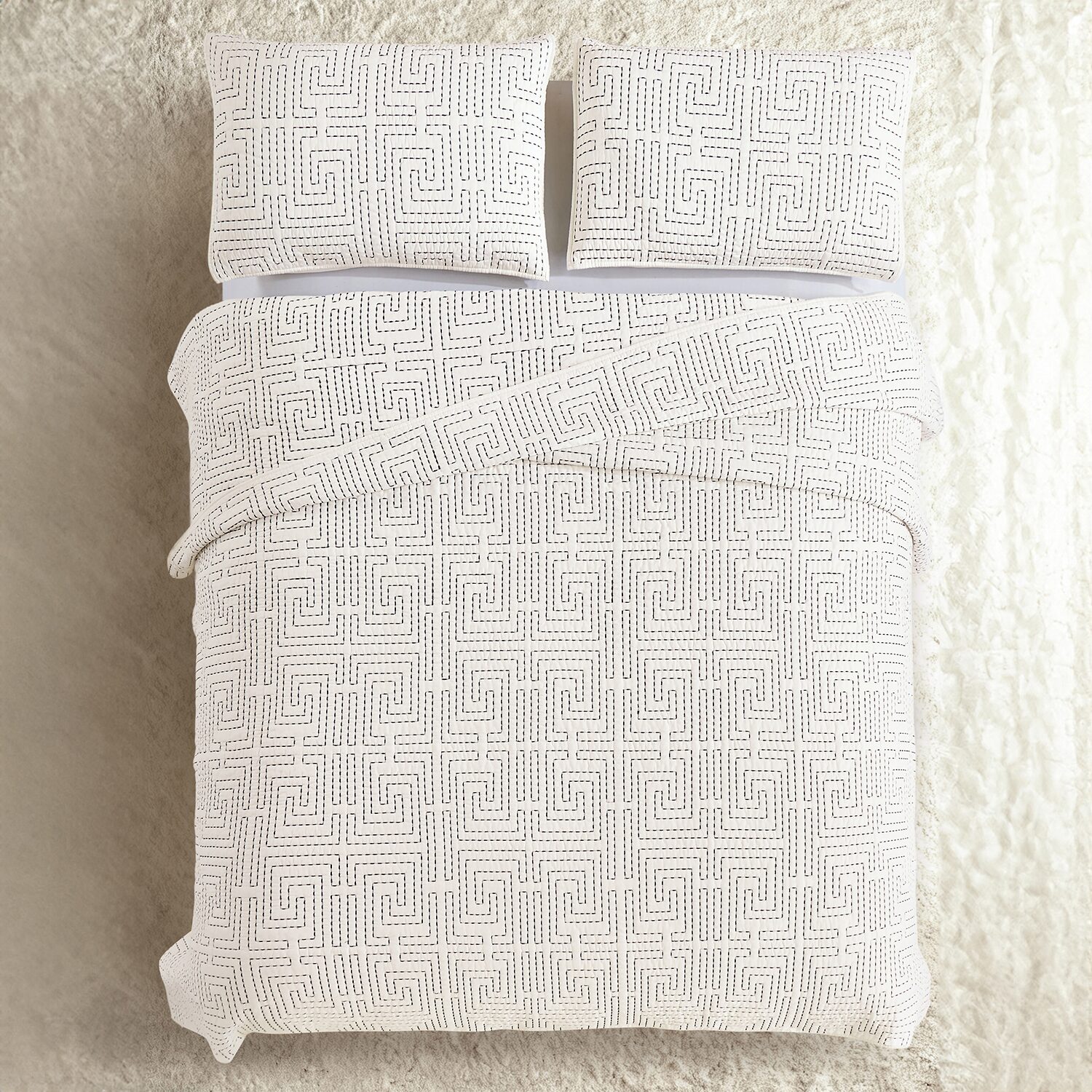 Dee Ocleppo Greek Key Cotton 3-pc. Quilt Set