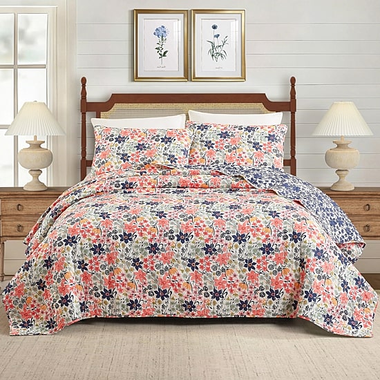 spartina 449 Marsh Hens Cotton 3-pc. REVERSIBLE Quilt Set