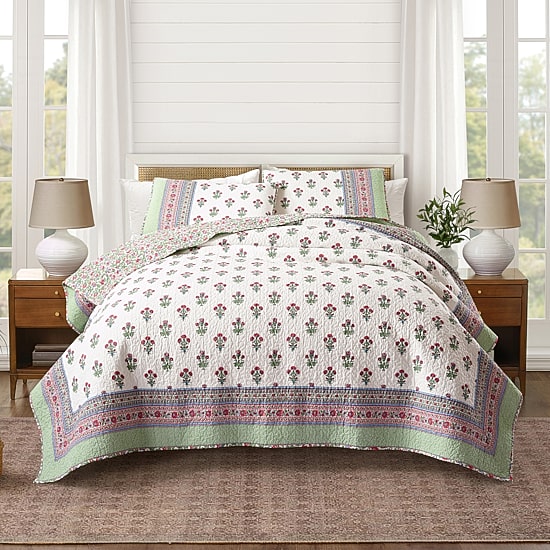 Modern Heirloom Serena Floral Cotton Reversible Quilt Set
