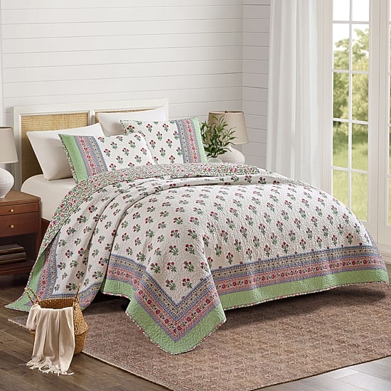 Modern Heirloom Serena Floral Cotton Reversible Quilt Set
