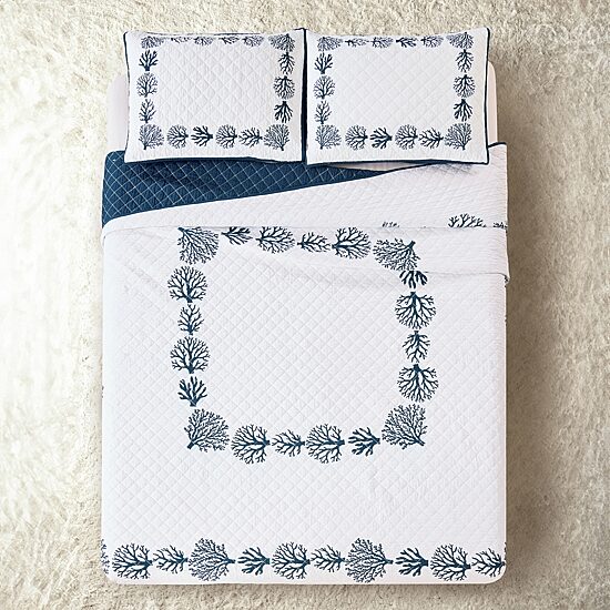 Modern Heirloom Tranquil Reef Cotton REVERSIBLE Quilt Set