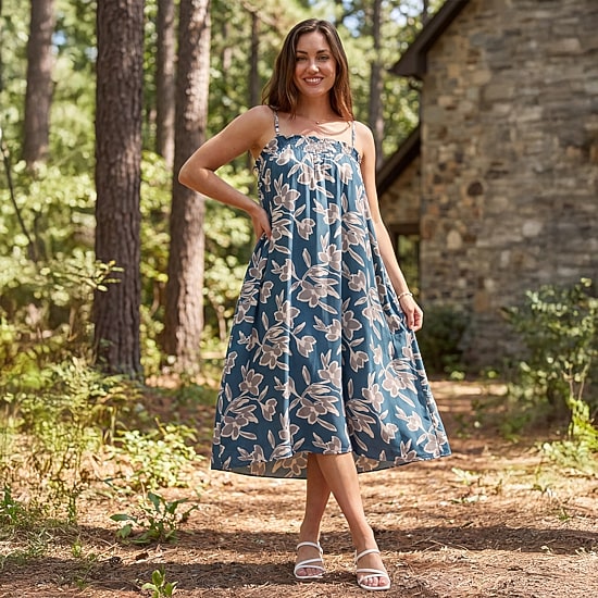 24seven Comfort Apparel Womens Square Neck Sleeveless Floral A-Line Dress