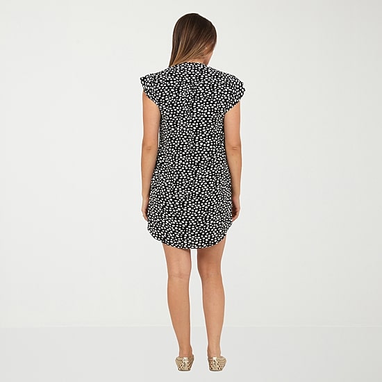 24seven Comfort Apparel Womens Short Sleeve Dots T-Shirt Dress