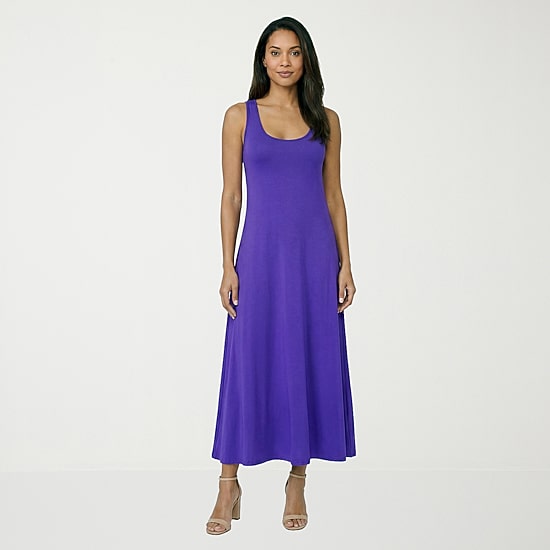 24seven Comfort Apparel Womens Scoop Neck Sleeveless Maxi Dress