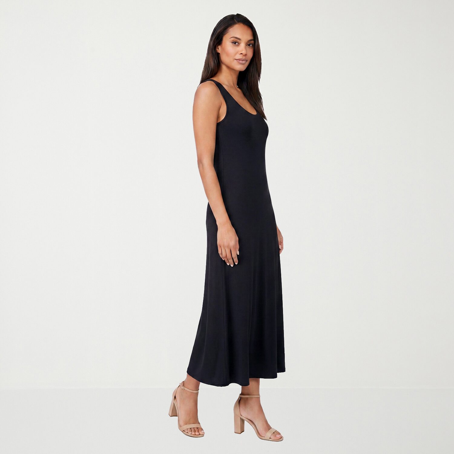 24seven Comfort Apparel Womens Scoop Neck Sleeveless Maxi Dress