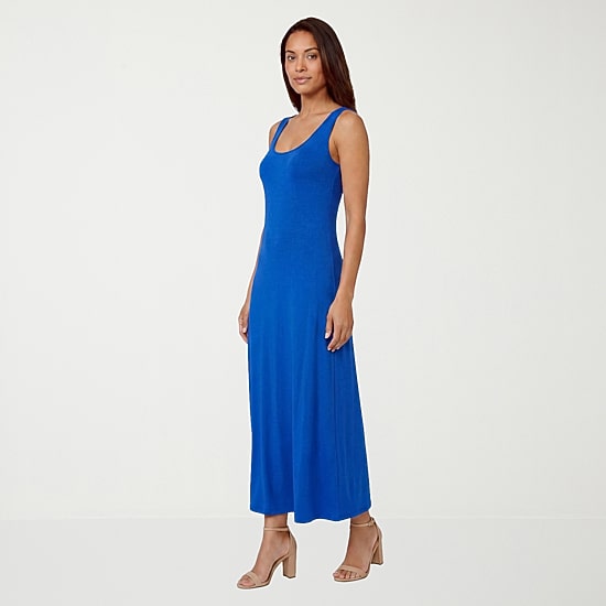 24seven Comfort Apparel Womens Scoop Neck Sleeveless Maxi Dress