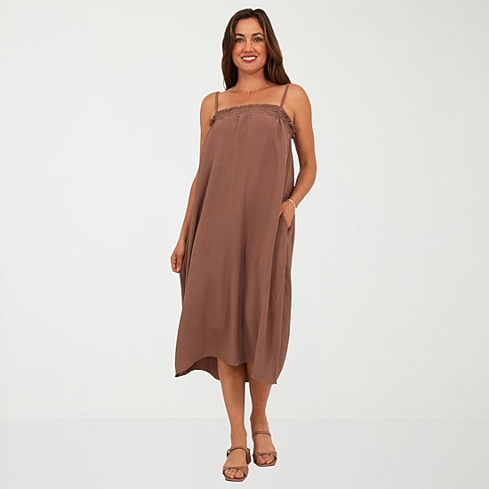 24seven Comfort Apparel Womens Square Neck Sleeveless A-Line Dress
