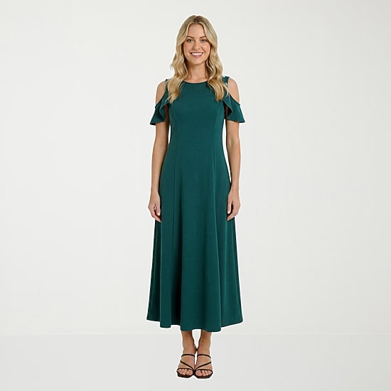 24seven Comfort Apparel Womens Round Neck Short Sleeve Maxi Dress