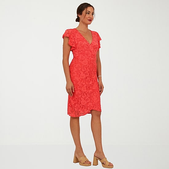 24seven Comfort Apparel Womens Midi V Neck Short Sleeve Casual Bodycon Dress