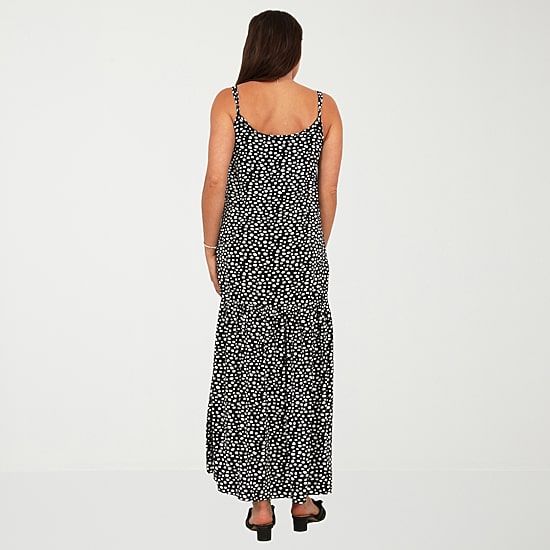 24seven Comfort Apparel Womens Scoop Neck Sleeveless Dots A-Line Dress