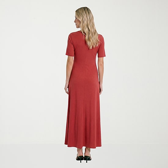 24seven Comfort Apparel Womens Scoop Neck Short Sleeve Maxi Dress