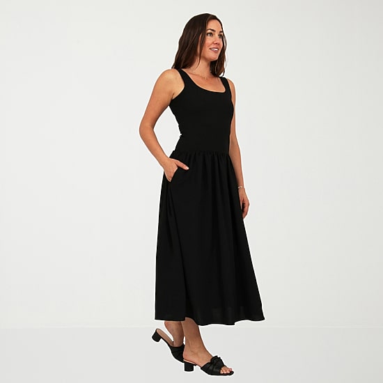 24seven Comfort Apparel Womens Scoop Neck Sleeveless A-Line Dress