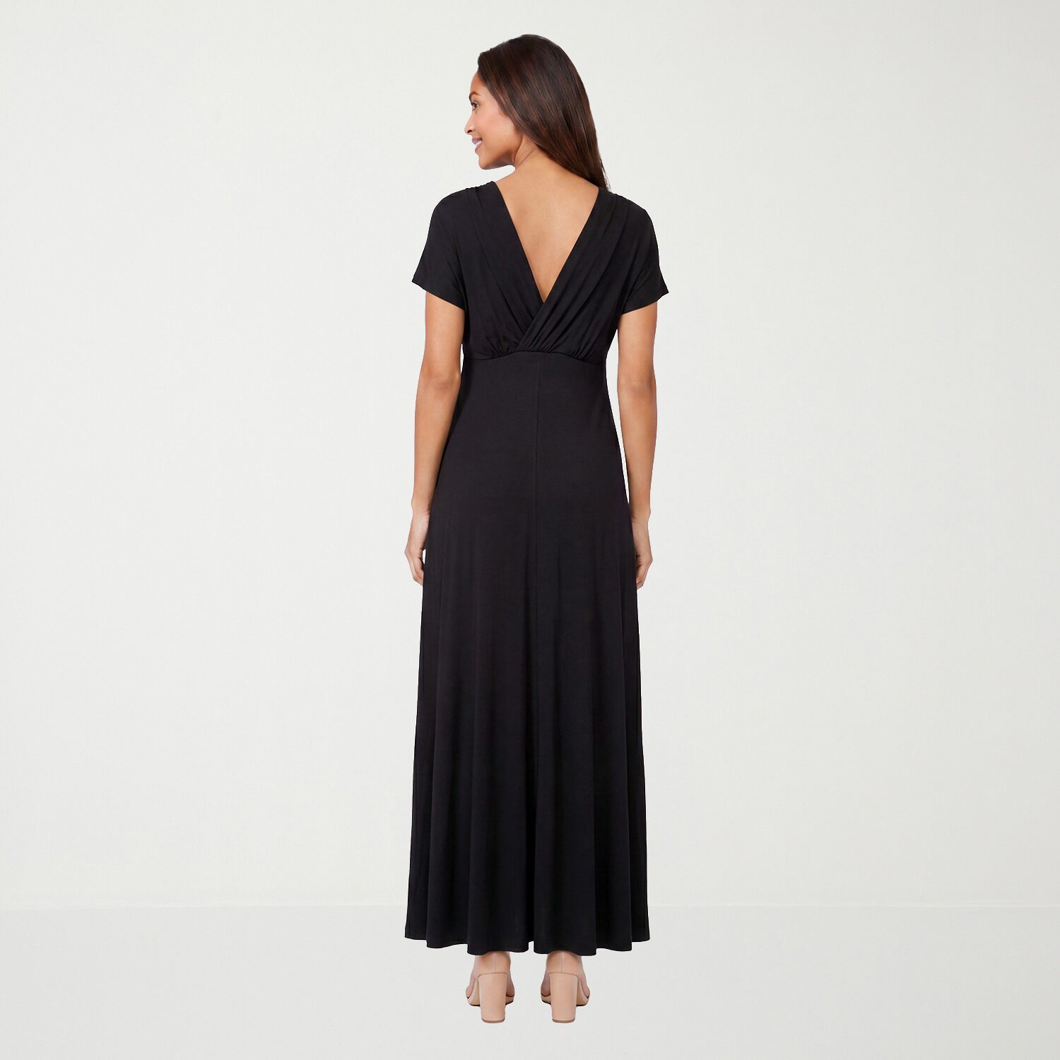 24seven Comfort Apparel Womens V Neck Short Sleeve Maxi Dress