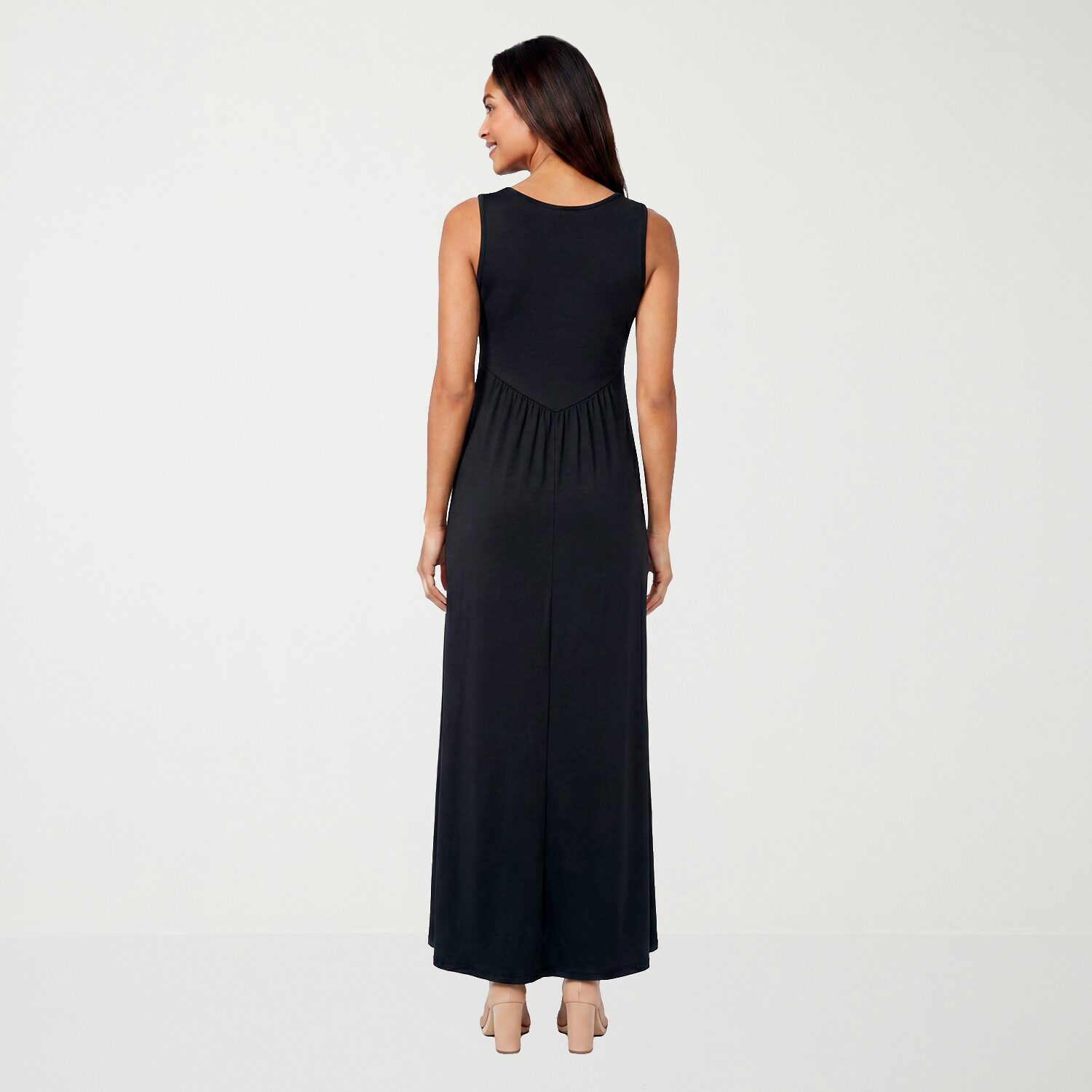 24seven Comfort Apparel Womens V Neck Sleeveless Maxi Dress