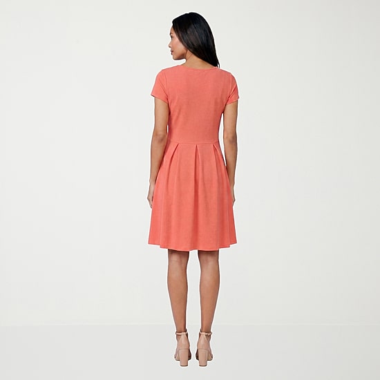 24seven Comfort Apparel Womens Scoop Neck Short Sleeve Fit + Flare Dress
