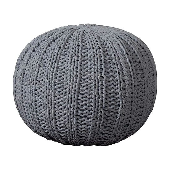 LR Home Montra 16" Handmade Cableknit Cotton Pouf