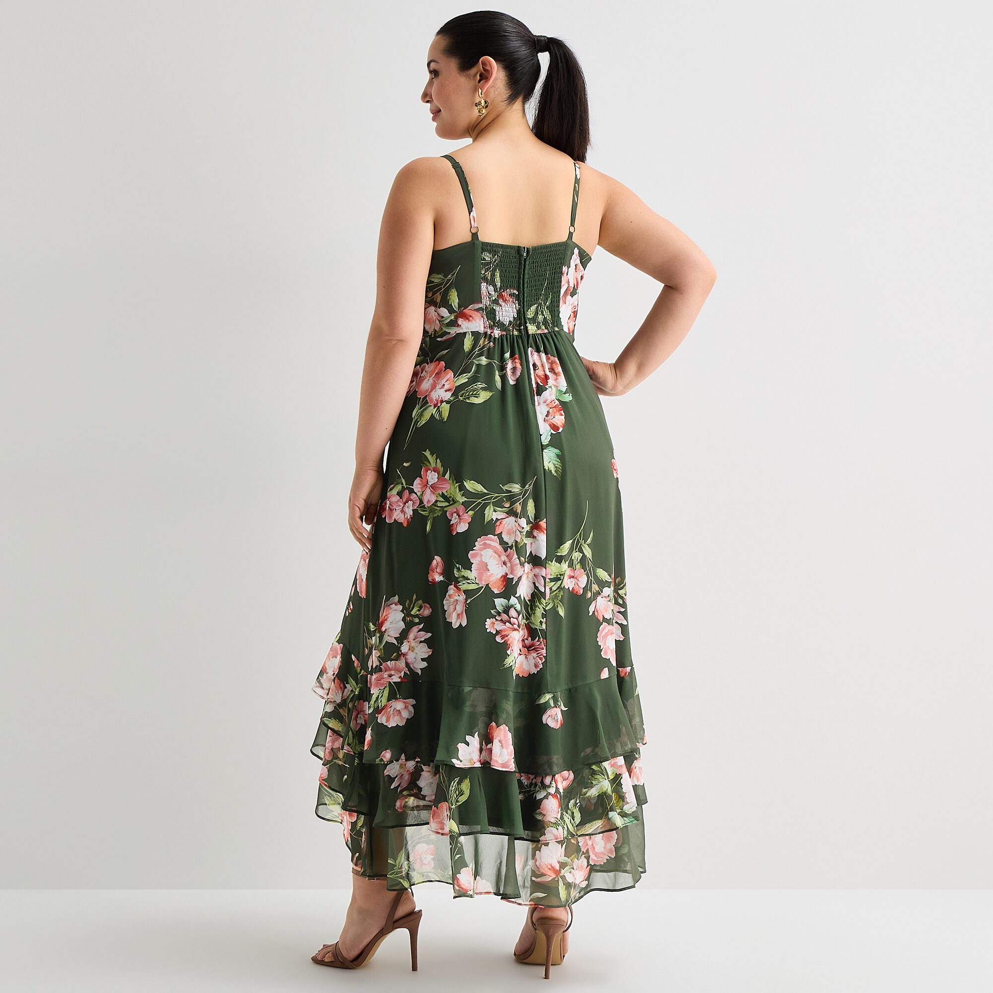 Premier Amour Womens Plus High-Low Sweetheart Neck Sleeveless Maxi Dress