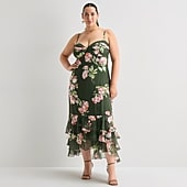 Premier Amour Womens Plus High-Low Sweetheart Neck Sleeveless Maxi Dress