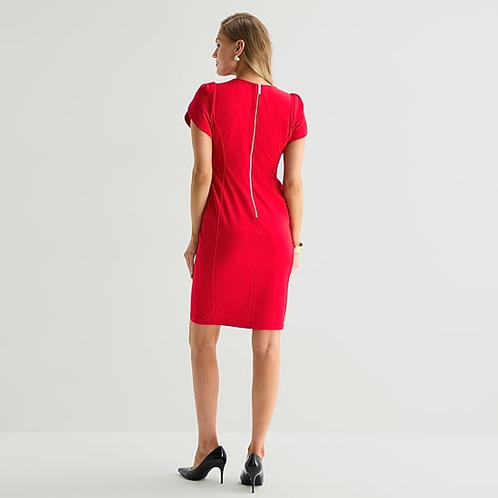 Marc New York Womens Square Neck Short Sleeve Sheath Dress