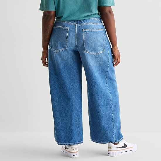 Arizona Womens Juniors Plus Low Rise Barrel Jean
