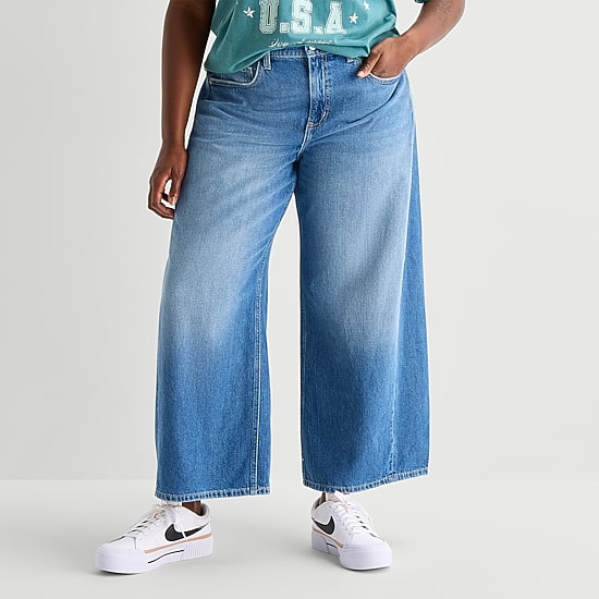Arizona Womens Juniors Plus Low Rise Barrel Jean