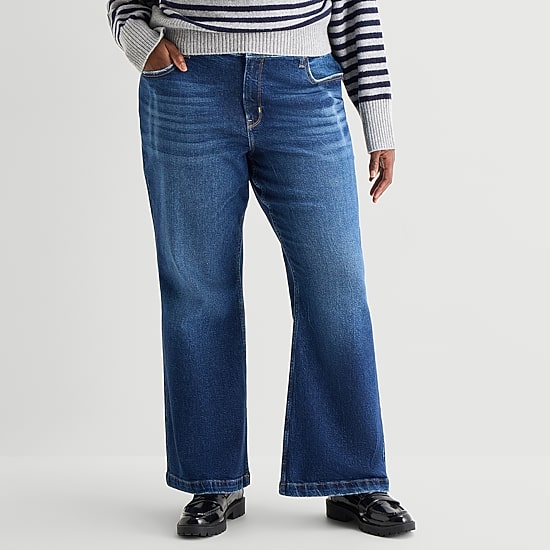 Arizona Curvy Womens Juniors Plus High Rise Bootcut Jean