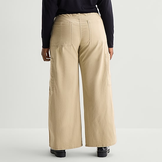 Arizona Womens Juniors Plus Wide Leg Low Rise Cargo Pant