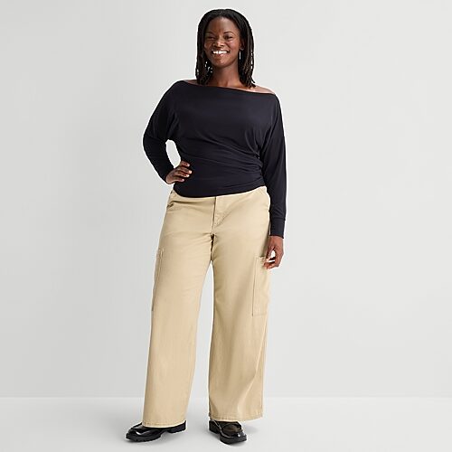 Arizona Womens Juniors Low Rise Cargo Pant In Sand