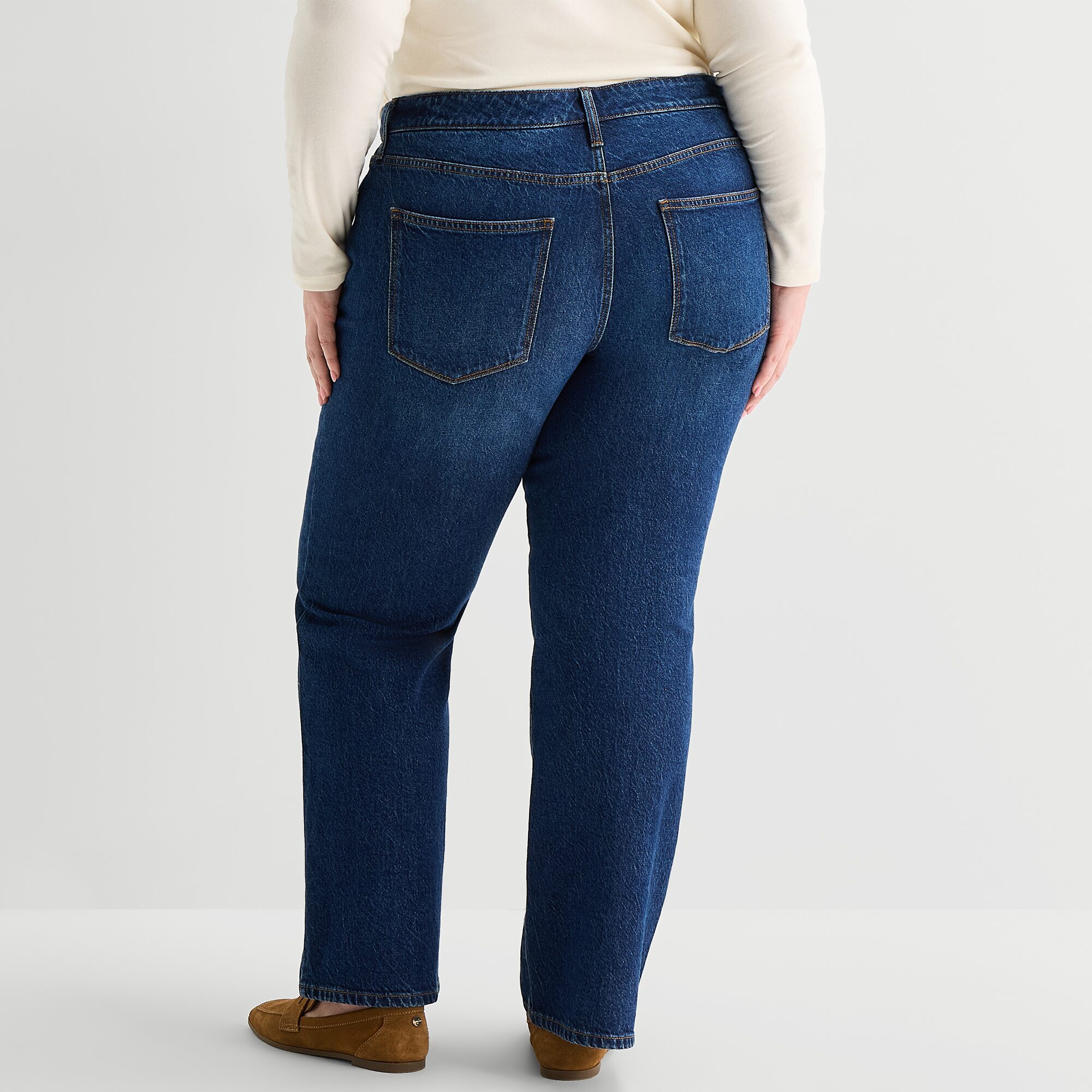 St. John's Bay Womens Plus Mid Rise Straight Leg Jean
