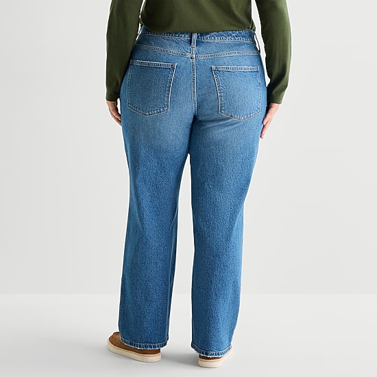 St. John's Bay Womens Plus Mid Rise Straight Leg Jean