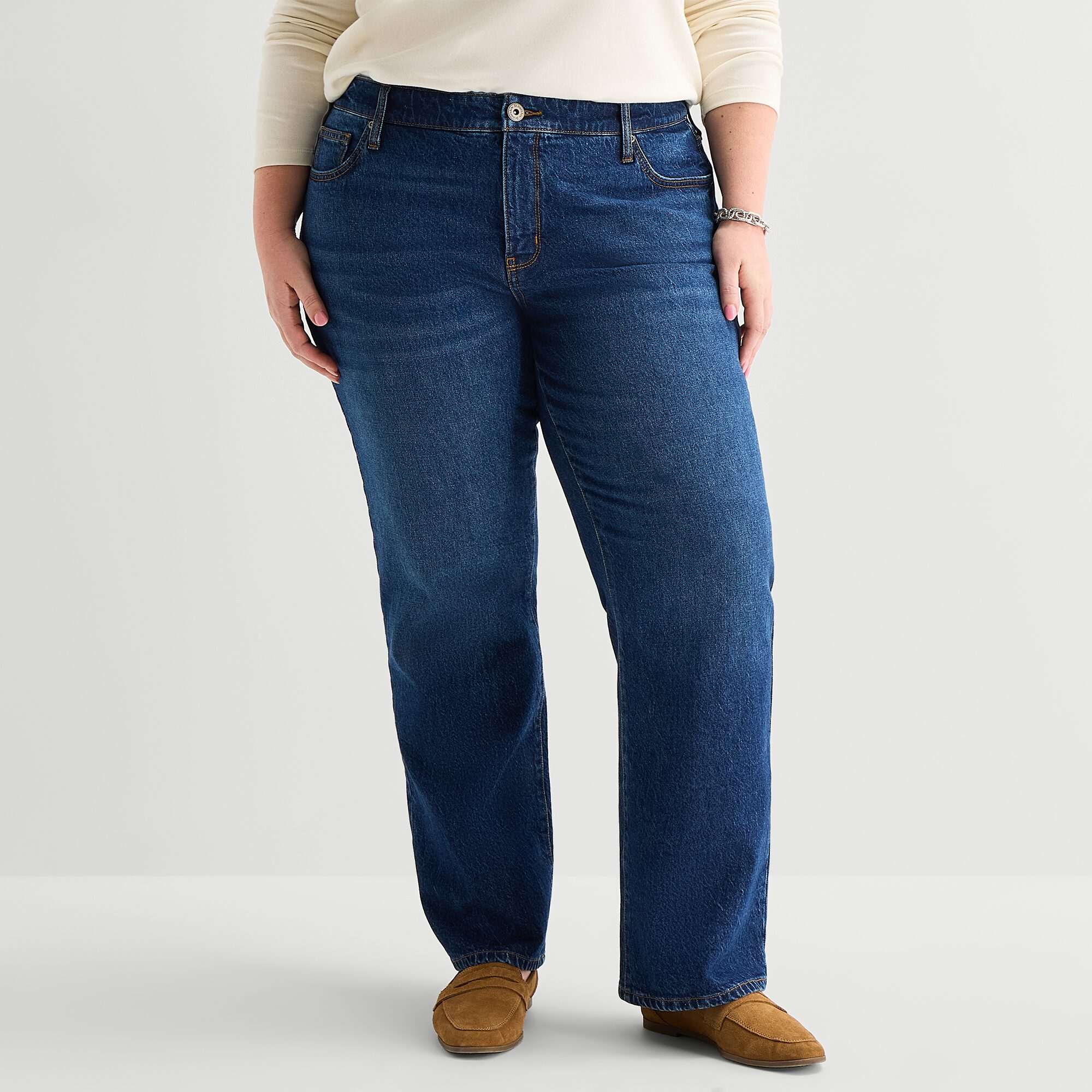 St. John's Bay Womens Plus Mid Rise Straight Leg Jean