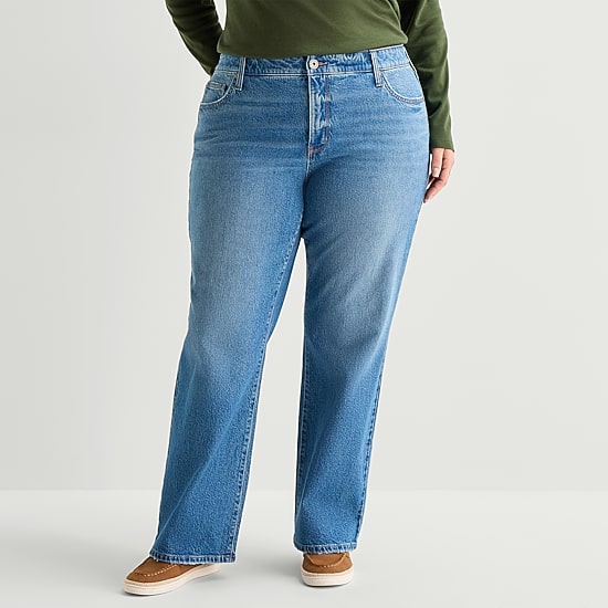 St. John's Bay Womens Plus Mid Rise Straight Leg Jean