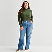 St. John's Bay Womens Plus Mid Rise Straight Leg Jean
