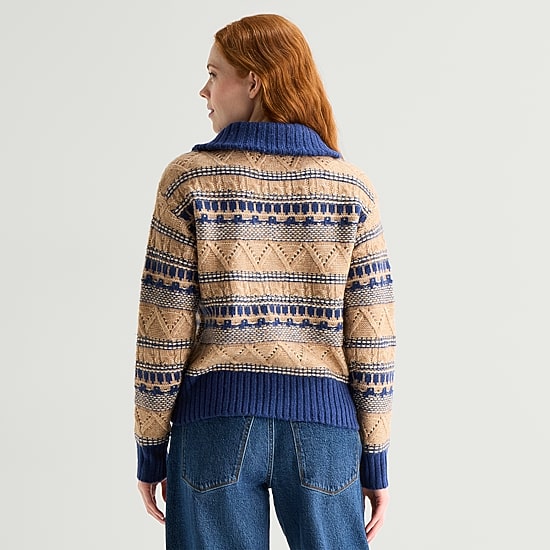 St. John's Bay Womens Long Sleeve Striped Pullover Sweater