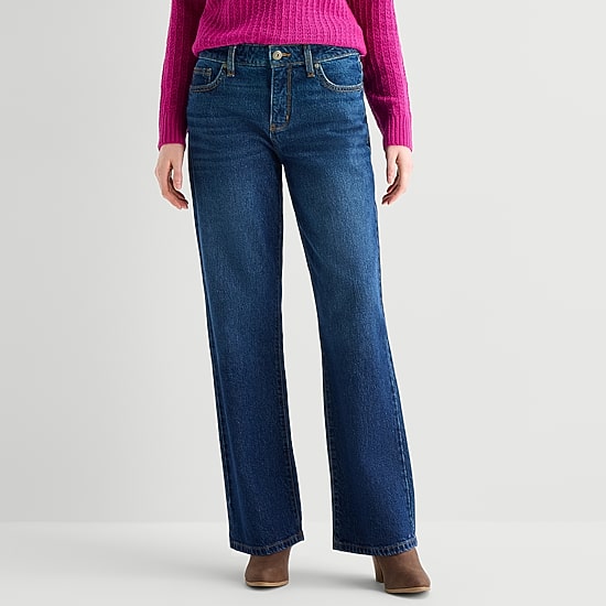 St. John's Bay Womens Mid Rise Straight Leg Jean
