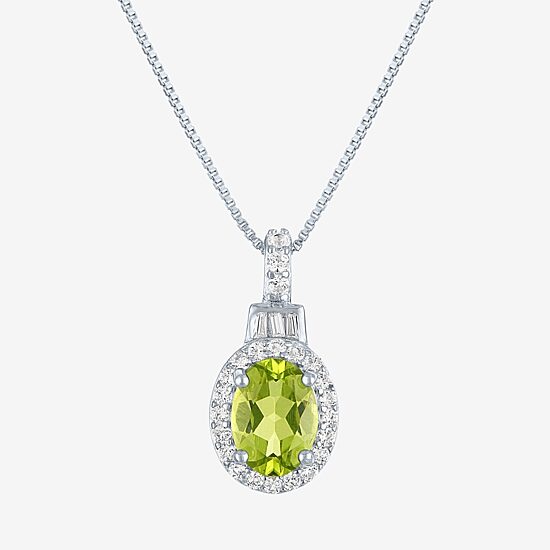 Womens Genuine Green Peridot Sterling Silver 18 Inch Pendant Necklace
