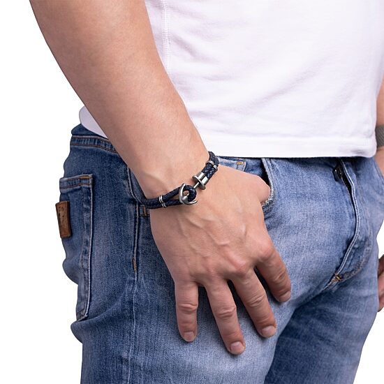 Mens Stainless Steel Cord Bracelet