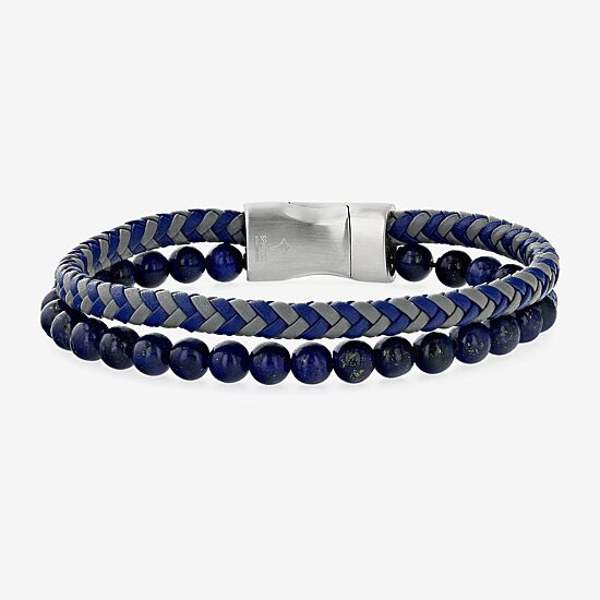 Mens Stainless Steel Beaded Bracelet