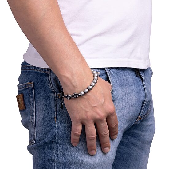 Mens Stainless Steel Beaded Bracelet