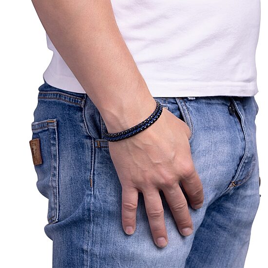 Mens Stainless Steel Cord Bracelet