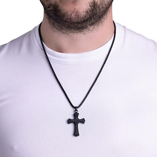 Mens Stainless Steel 24 Inch Pendant Necklace